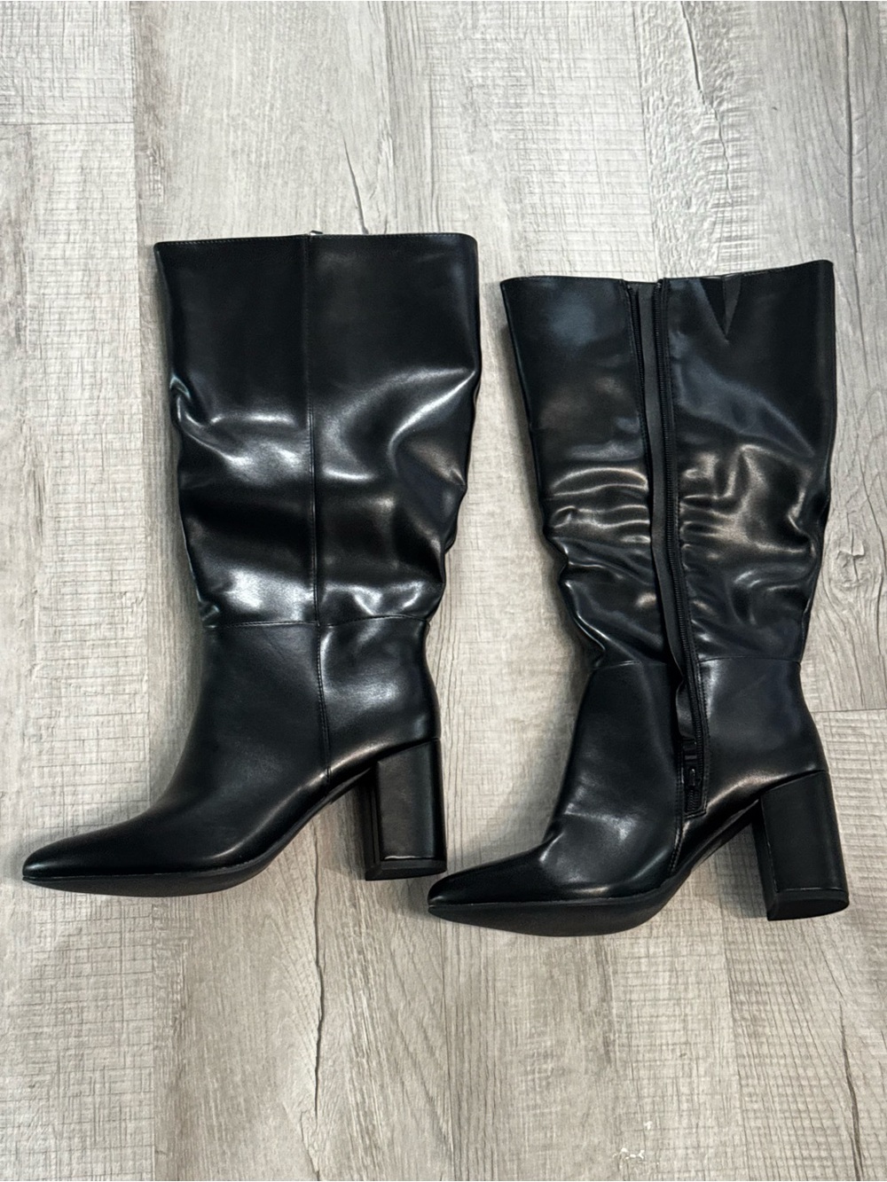 ShoeNTale Black Mid-Calf Block Heel Boots